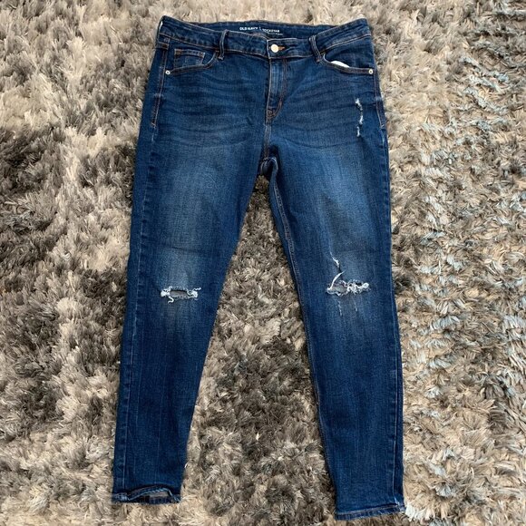 Women’s OLD NAVY Mid Rise Pop Icon Skinny Distressed Jeans Size 16 Long - Picture 1 of 7